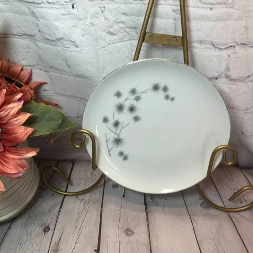 Vintage CREATIVE PLATINUM STAR BURST fine china plate and saucer